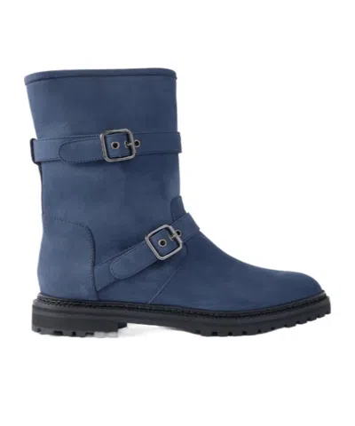 Manolo Blahnik Buckle Ankle Boots In Blue
