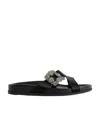 Manolo Blahnik Chilanghi Crystal Buckle Slide Sandals In Black
