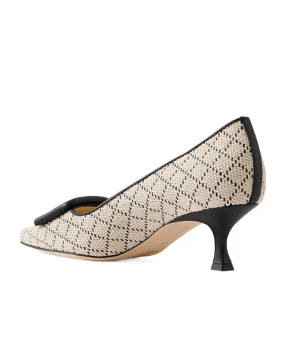Manolo Blahnik Maysale 50 Buckled Leather-trimmed Raffia Pumps In Neutral