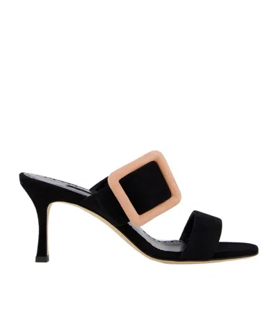 Manolo Blahnik Buckle Open-toed High-heeled Sandals In Black