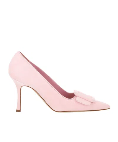 Manolo Blahnik Buckled Pointed Heeled Pumps In Pink
