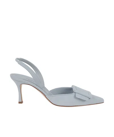 Manolo Blahnik Buckled Slingback Heeled Pumps In Blue