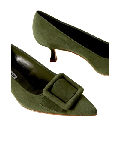 Manolo Blahnik Maysale 50 Buckled Suede Pumps In Green
