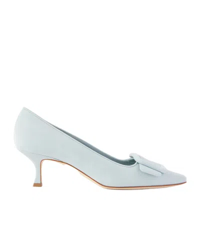 Manolo Blahnik Maysale 50 Buckled Suede Pumps In Blue