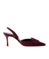Manolo Blahnik Mayslibi 70 Lizard-effect Leather Slingback Pumps In Burgundy