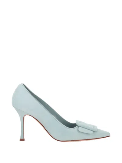 Manolo Blahnik Buckle-detail Suede Pumps In Blue