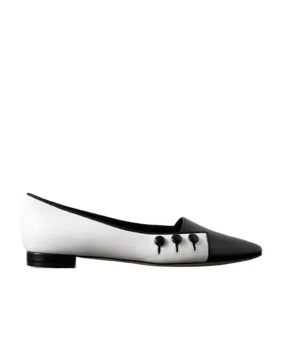 Manolo Blahnik Button-decorated Pointed Flat Shoes In White