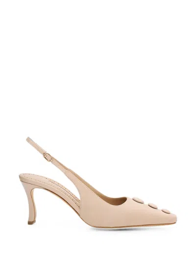 Manolo Blahnik Button-detail Slingback Pumps In Nude