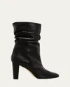 Manolo Blahnik Calasso 90 Leather Ankle Boots In Blck