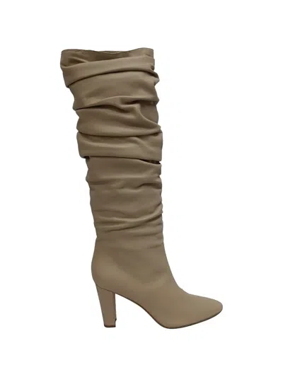 Pre-owned Manolo Blahnik Calassohi 90 Ruched Knee-high Boots In Neutral