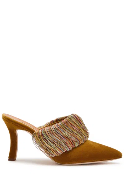 MANOLO BLAHNIK MANOLO BLAHNIK CALDEAN 90 EMBELLISHED VELVET MULES