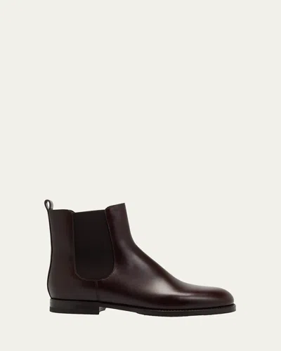 Manolo Blahnik Calfskin Leather Chelsea Booties In Red