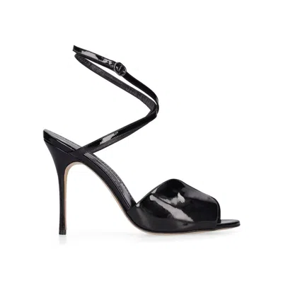 Manolo Blahnik Calfskin Stiletto Heel Women's Sandals In Black