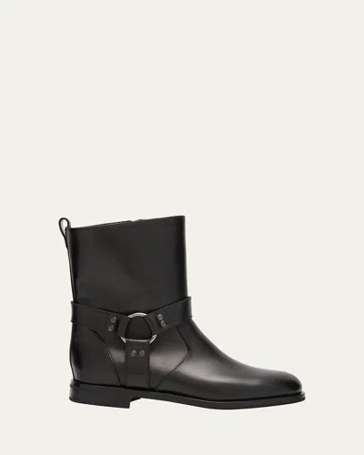 Manolo Blahnik Calica Buckled Leather Biker Boots In Black