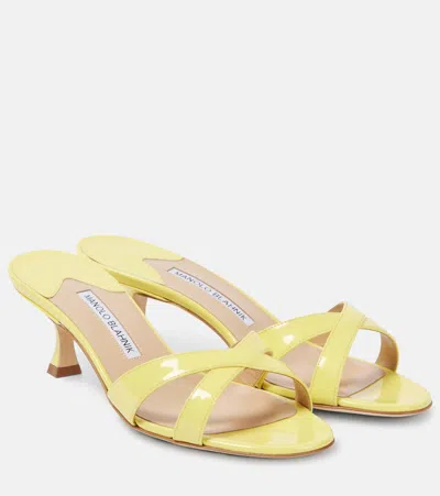 Manolo Blahnik Callamu 50 Leather Sandals In Yellow