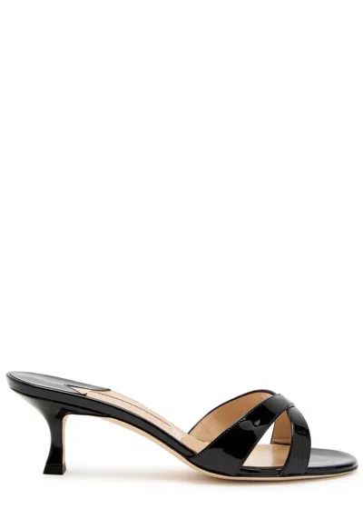 Manolo Blahnik Callamu 50 Patent Leather Mules In Black