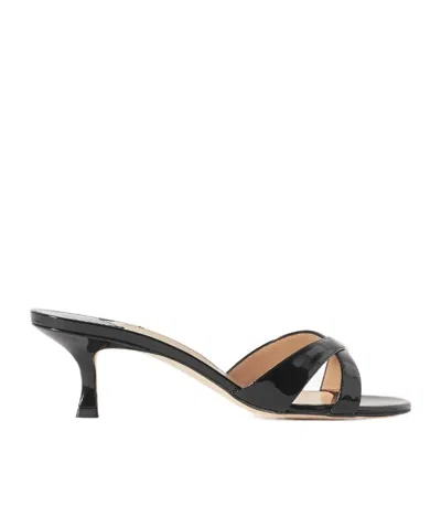 Manolo Blahnik Callamu 50 Patent-leather Mules In Black