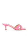 Manolo Blahnik Patent Leather Crisscross Slide Sandals In Bright Pink