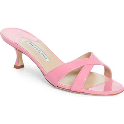Manolo Blahnik Callamu Kitten Heel Sandal In Pink