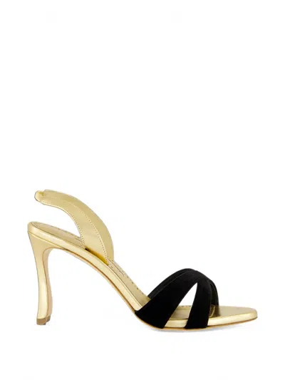 Manolo Blahnik Callydra Leather Sandals In Gold