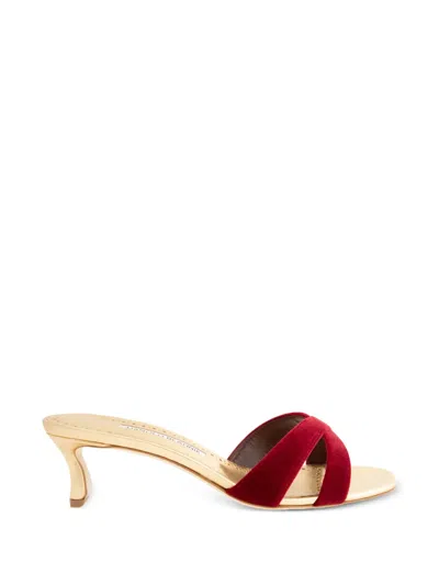 Manolo Blahnik Callydramu Crossover Sandals In Red