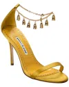 Manolo Blahnik Camanilla 110 Satin Sandal In Yellow