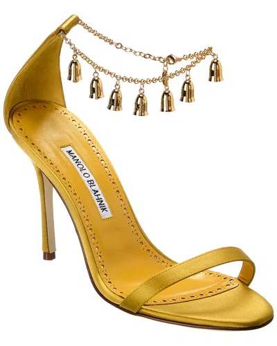 Manolo Blahnik Camanilla 110 Satin Sandal In Yellow