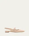 Manolo Blahnik Campari Leather Mary Jane Slingback Flats In Medium Brown