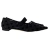 Manolo Blahnik Campari Polka Dot Mary Jane Ballet Flats In Black Polyamide In Black