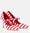 Manolo Blahnik Campari Striped Mary Jane Pumps In Red
