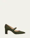 Manolo Blahnik Campariba Kid Suede Pumps In Green