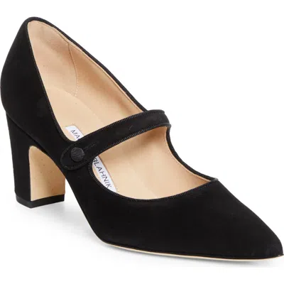 Manolo Blahnik Campariba Pointed Toe Mary Jane Pump In Black