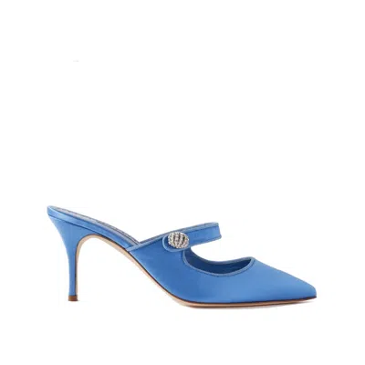 Manolo Blahnik Camparimu Jewel 070 Mules In Black
