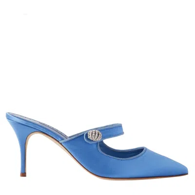 Manolo Blahnik Camparimu Jewel 070 Mules In Blue