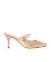 Manolo Blahnik 70mm Camparimu Satin Mules In Nude