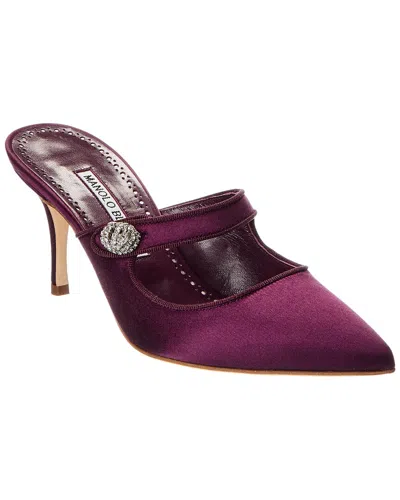MANOLO BLAHNIK CAMPARIMU JEWEL 70 SATIN MULE