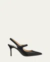 Manolo Blahnik Camparisli Leather Mary Jane Slingback Pumps In Black