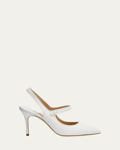 Manolo Blahnik Didion 90 Patent Pump In White