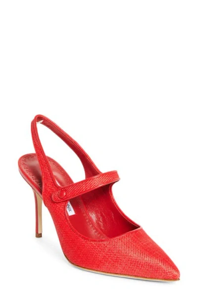 Manolo Blahnik Camparisli Pointed Toe Mary Jane Slingback Pump In Multi