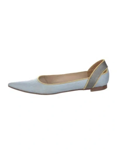 Pre-owned Manolo Blahnik Canvas Flats In Blue