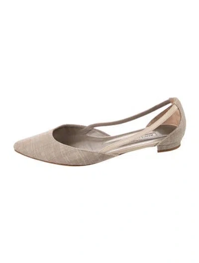 Pre-owned Manolo Blahnik Canvas Flats In Neutrals