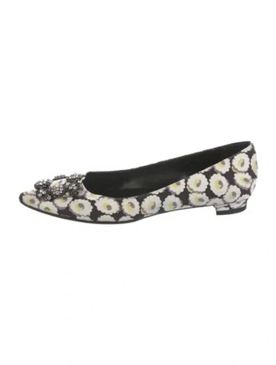 Pre-owned Manolo Blahnik Canvas Floral Print Flats In Multi