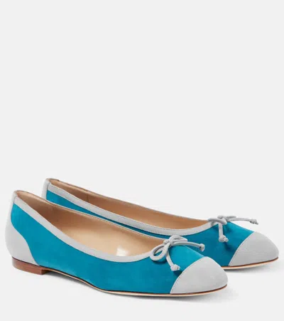 Manolo Blahnik Capbal Suede Ballet Flats In Blue