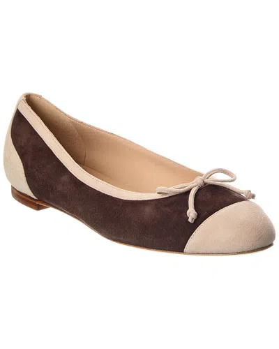 Manolo Blahnik Capbal Suede Flat In Burgundy
