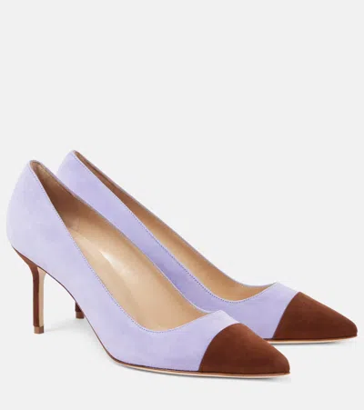 Manolo Blahnik Capcour 70 Suede Pumps In Purple