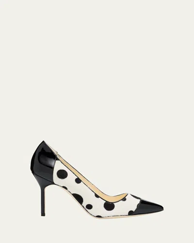 Manolo Blahnik Capcour Polka Dot Mixed-media Pumps
