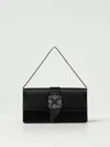 Manolo Blahnik Capri Clutch In Satin With Shoulder Strap In Black