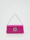 Manolo Blahnik Capri Clutch In Satin With Shoulder Strap In Pink