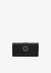Manolo Blahnik Capri Clutch In Satin With Shoulder Strap In Black