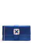 Manolo Blahnik Capri Crystal-embellished Satin Clutch In Blue